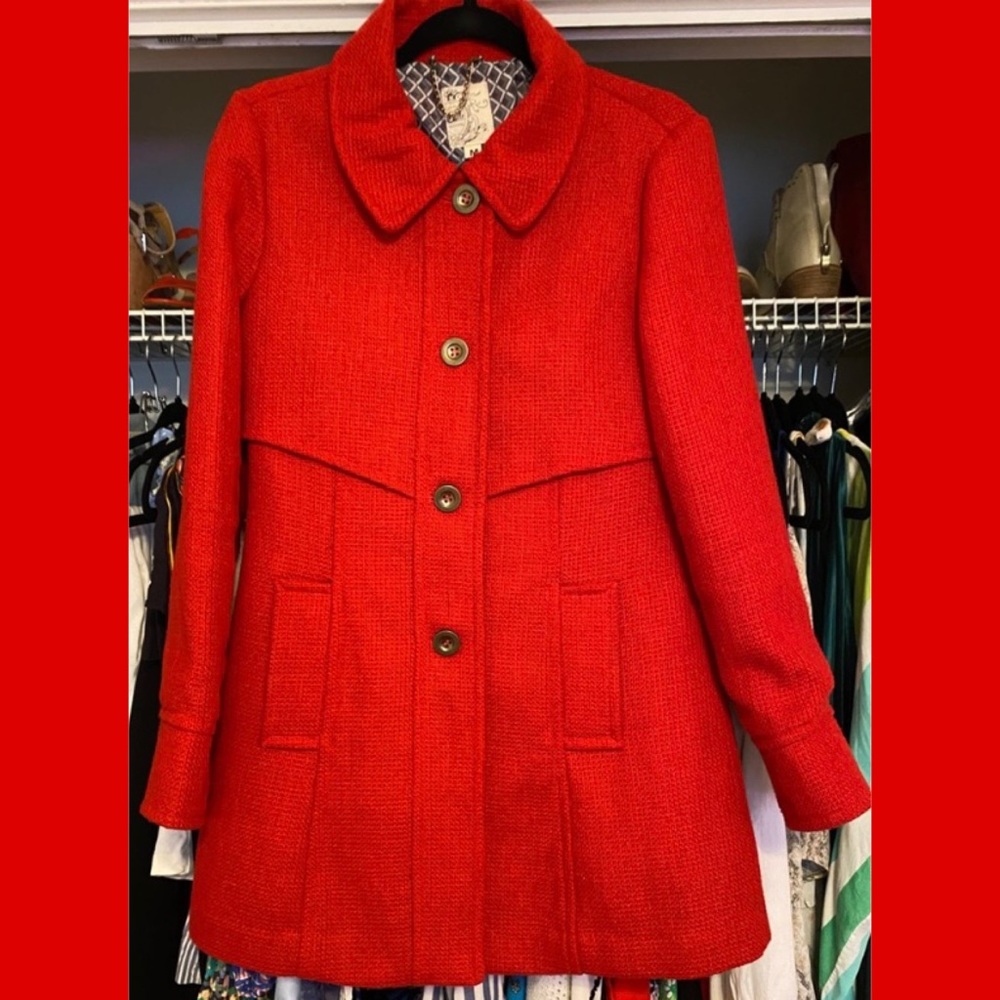 Tulle red pea coat